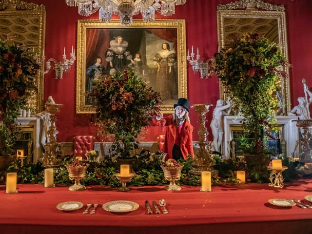 Re-enactor Hannah Blaine at  Chatsworth House, transformed into the Palace of Advent, with 24 rooms filled with Christmas decorations, photographed for The Yorkshire Post by Tony Johnson.