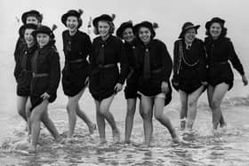 Girls of the 7th Manchester Regiment Church who are in camp at Bridlington in August 1939.
