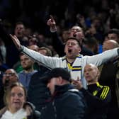 DISCONTENT: Leeds United fans show their anger towards coach Jesse Marsch during a 2-0 Premier League defeat at Leicester City
