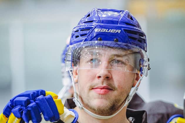 STICKING AROUND: Leeds Knights' captain Kieran Brown was more than happy to put pen to paper on a new deal, keeping him with the team until the end of the 2024-25 NIHL National campaign. Picture: Jacob Lowe/Leeds Knights.