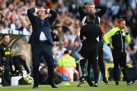 RELEGATION: Karl Robinson (right) with Sam Allardyce on the day Leeds United went down