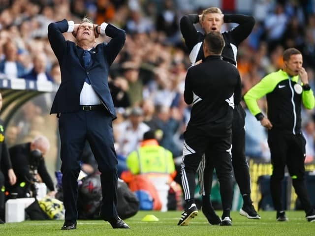 RELEGATION: Karl Robinson (right) with Sam Allardyce on the day Leeds United went down