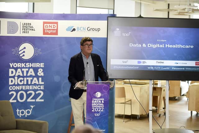 Frank Hester speaking at the 2022 Yorkshire Data and Digital Conference held at Flutter. The event will return to the same venue later this year.