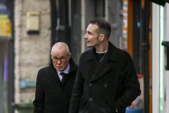 Blake Fielder-Civil, right, approaching the Coroners Office in Wakefield on the first day of the inquest into the death of his brother, Freddy Civil. Picture: Matthew Lofthouse/SWNS