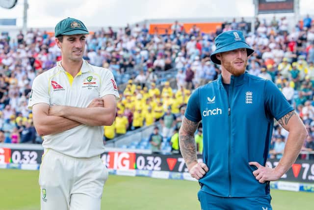 Australia & England captains' Pat Cummins & Ben Stokes after the Ashes Test at a sold-out Headingley (Picture: Allan McKenzie/SWpix.com)