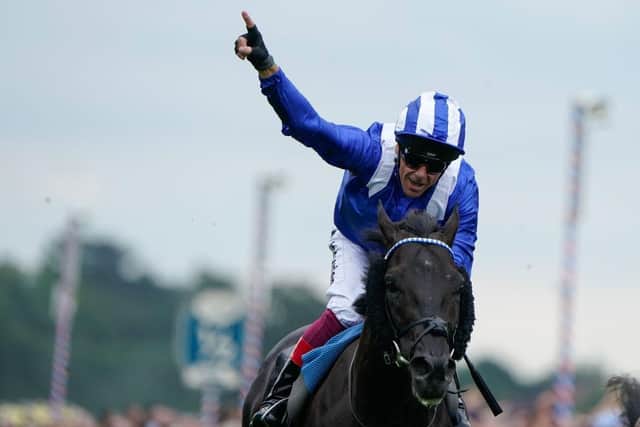 Weather watch: Frankie Dettori and Mostahdaf win the Juddmonte International at York but the horse's appearance in the Qipco Champion Stakes at Ascot may well depend on the weather. (Photo by Alan Crowhurst/Getty Images)