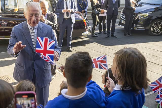 King Charles III speaks to young children as he and the Queen Consort visit Project Zero in Walthamstow, east London. Picture date: Tuesday October 18, 2022.