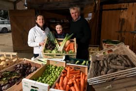 Andy Nicholls and Fiona Mudd with there daughter Martha pictured at Pasture Farm ProduceScrayingham. Picture by Simon Hulme 13th February2023