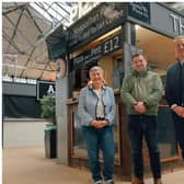 Lee Ogley, centre, at his Rustic Pizza Co stall in Doncaster Wool Market