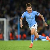 Kalvin Phillips in action for Manchester City during the UEFA Champions League group G match between Manchester City and Borussia Dortmund at Etihad Stadium on September 14, 2022 in Manchester, England. Picture: Michael Regan/Getty Images.