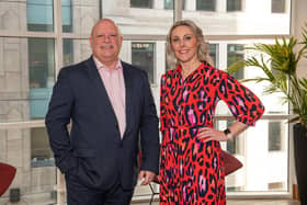 Russell Turner, regional managing partner with Azets in Yorkshire, and victoria wainwright, Managing Director of Naylor Wintersgill. Photograph by Charles Waller.