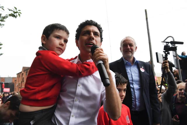 Alex Sobel, pictured on the campaign trail in Leeds in 2017 with Jeremy Corbyn, the former Labour leader. Photo: Paul Ellis/AFP via Getty Images.