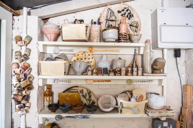 Kate's kiln room and workshop in the garden