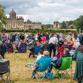 Crowds in front of Castle Howard