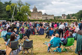 Crowds in front of Castle Howard