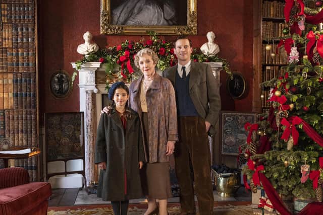 All Creatures Great and Small Christmas special with Mrs Pumphrey (Patricia Hodge) Eva Feldman (Ella Bernstein), James Herriot (Nicholas Ralph).