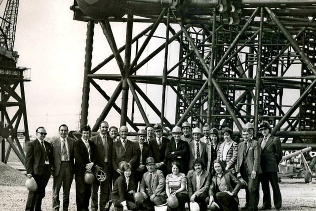 Office workers and management take time for a photo at Laing Offshore in Graythorp. Did you work there? Photo: Hartlepool Library Service.