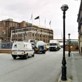 A view of the entrance to Tetley's Brewery taken from Hunslet Lane in October 1999