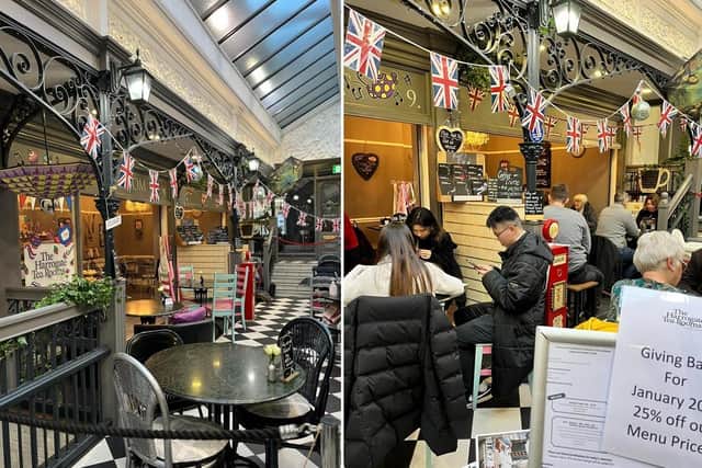 The Harrogate Tea Rooms before (left) and after (right) the crowd. (Pic credit: The Harrogate Tea Rooms)