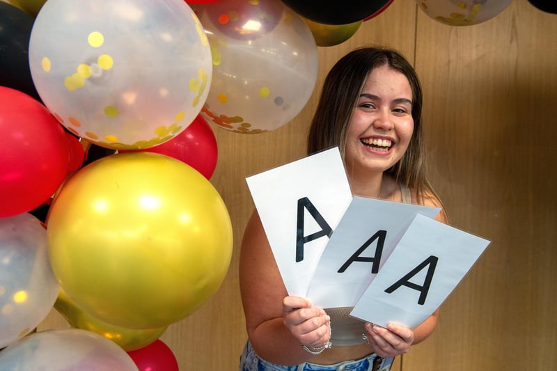 Barnsley College A-Level results. Roni Coupland, celebrates her 3 A's. Picture by Yorkshire Post Photographer Bruce Rollinson
