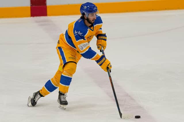 ON THE UP: Jake Witkowski continued to impress when he scored two goals in Leeds Knights' 8-4 win at Telford Tigers. Picture courtesy of Oliver Portamento.