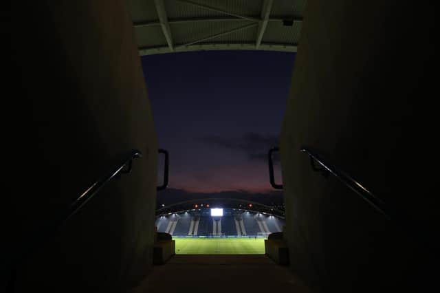 A general view inside the stadium prior to the FA Cup third round match between Huddersfield Town and Plymouth Argyle at John Smith's Stadium on January 9, 2021.
