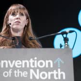 Deputy Labour Party leader Angela Rayner speaks at the Convention of the North. PIC: Danny Lawson/PA Wire