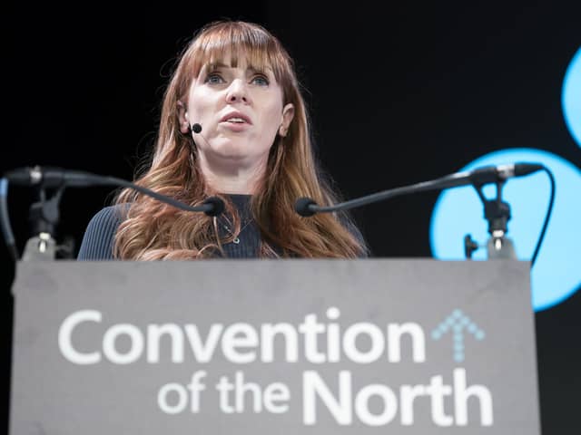 Deputy Labour Party leader Angela Rayner speaks at the Convention of the North. PIC: Danny Lawson/PA Wire