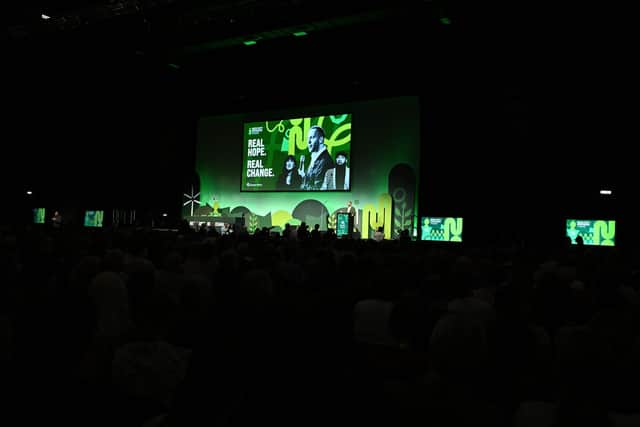 Green Party leader Zack Polanski delivers his speech during the Green Party autumn conference. PIC: Will Colebourne/PA Wire