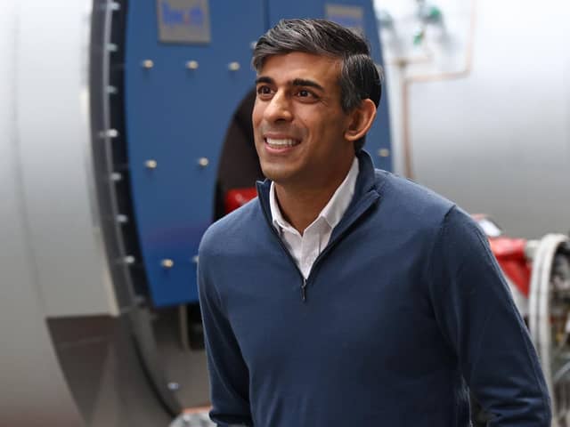 Prime Minister Rishi Sunak speaks to members of the media during a visit to Byworth Boilers at the Parkwood Boiler works in Keighley, West Yorkshire. PIC: Darren Staples/PA Wire