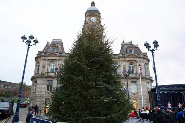 Dewsbury, pictured, Huddersfield, Batley and Cleckheaton town centres are now the only locations that will get a council-funded tree