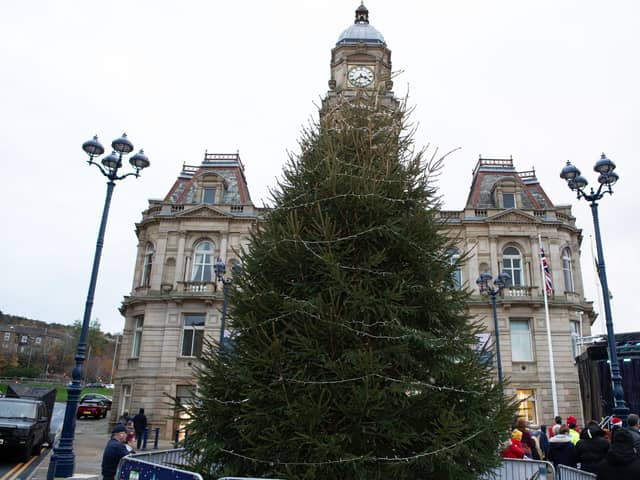 Dewsbury, pictured, Huddersfield, Batley and Cleckheaton town centres are now the only locations that will get a council-funded tree