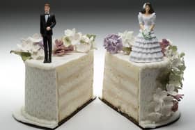 A cake split in half, illustrating the concept of divorce. PIC: PA Photo/thinkstockphotos.