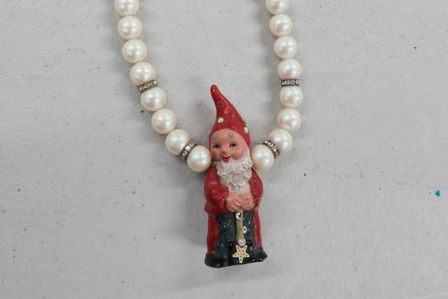 One of the most unique pieces was an old pearl necklace with an unusual twist –  a gnome pendant.