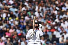 England's Jonny Bairstow reacts while batting on day three of the fourth Ashes cricket Test match between England and Australia at Old Trafford cricket ground in Manchester, north-west England on July 21, 2023. (Photo by Oli SCARFF / AFP) / RESTRICTED TO EDITORIAL USE. NO ASSOCIATION WITH DIRECT COMPETITOR OF SPONSOR, PARTNER, OR SUPPLIER OF THE ECB (Photo by OLI SCARFF/AFP via Getty Images)