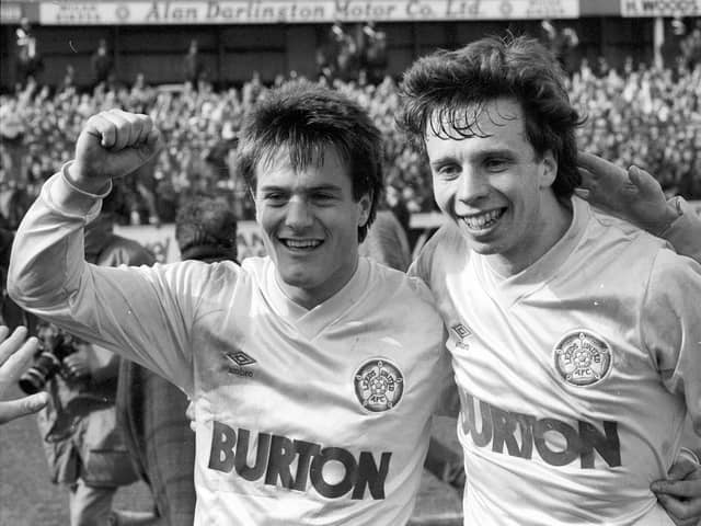 DEMENTIA CAMPAIGNER: Former Leeds United midfielder John Stiles pictured right with team-mate Nicky Adams in 1987