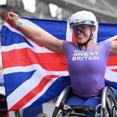 Hannah Cockroft of Great Britain wins the Women's 100m T34 Final during day six of the Para Athletics World Championships Paris 2023 at Stade Charlety on July 13, 2023 (Picture: Matthias Hangst/Getty Images)