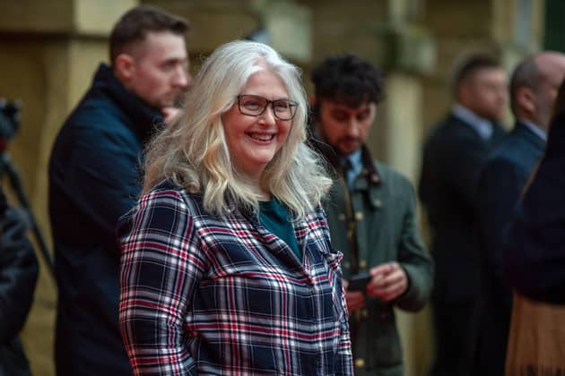 Sally Wainwright on the Red Carpet in the Piece Hall, Halifax, for the Premier Screening of th next series of Gentleman Jack.