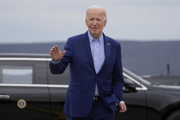 President Joe Biden waves as he arrives to depart on Air Force One. PIC: AP Photo/Alex Brandon