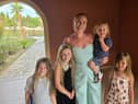 Hannah Davison and her children on holiday