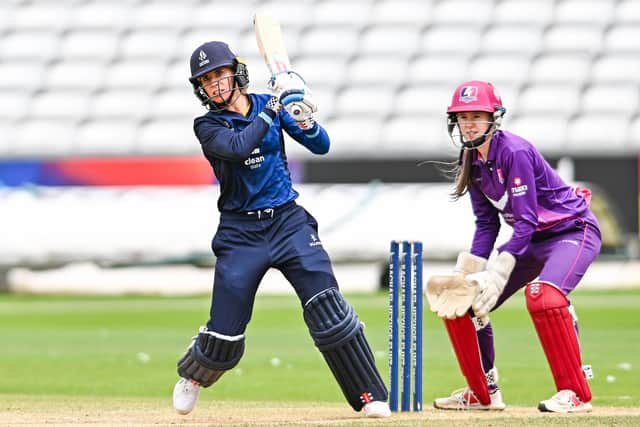 LEADING LIGHT: Northern Diamonds’ Lauren Winfield Hill hits out against Loughborough Lightning. She hopes to lead her team through to a Lord's final in the Rachael Heyhoe Flint Trophy. Picture by Will Palmer/SWpix.com