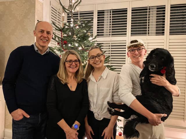 Andy, Susie, Abbie and Cris Newhall (with dog, Murphy)