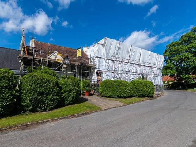 The Star Inn at Harome during building work in May
