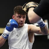 HARLOW, ENGLAND - JANUARY 30: Boxer Leigh Wood during a media boxing workout at Ben Davison Performance Centre on January 30, 2023 in Harlow, England. (Photo by Julian Finney/Getty Images)