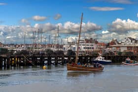 Bridlington Coble Festival. Three Brothers leaves the harbour for open sea. Picture Bruce Rollinson  29 July 2023.