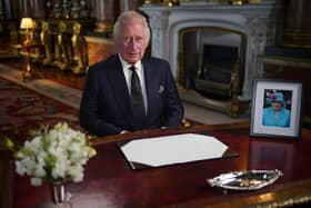 King Charles III delivers his address to the nation and the Commonwealth from Buckingham Palace, London, following the death of Queen Elizabeth II. PIC: Yui Mok/PA Wire