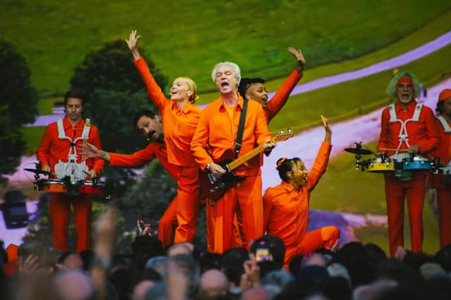 David Byrne performing at The Piece Hall, Halifax. Picture: Ellis Robinson/Cuffe and Taylor