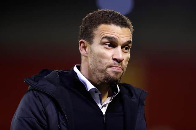 Valerien Ismael, head coach of Barnsley, looks on following the Sky Bet Championship match between Barnsley and Preston North End at Oakwell Stadium on December 15, 2020.
