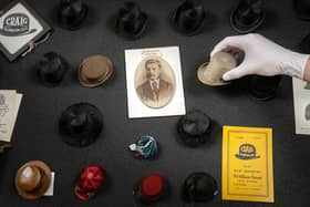 Tiny hats from a collection of vintage miniature millinery, made by Leeds hatter John Craig in the early 1900s, which are being documented and conserved by museum experts and volunteers at the Leeds Discovery Centre. Photo credit: Danny Lawson/PA Wire
