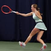 Groundstroke: Alice Brook practising on the indoor courts at her home club of Ilkley LTSC.